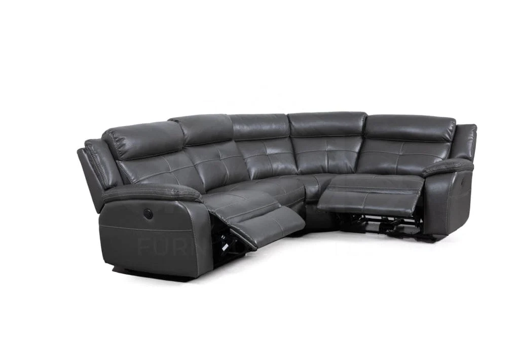 Parker Electric Recliner Grey Leather Reversible Corner Sofa - Image 7