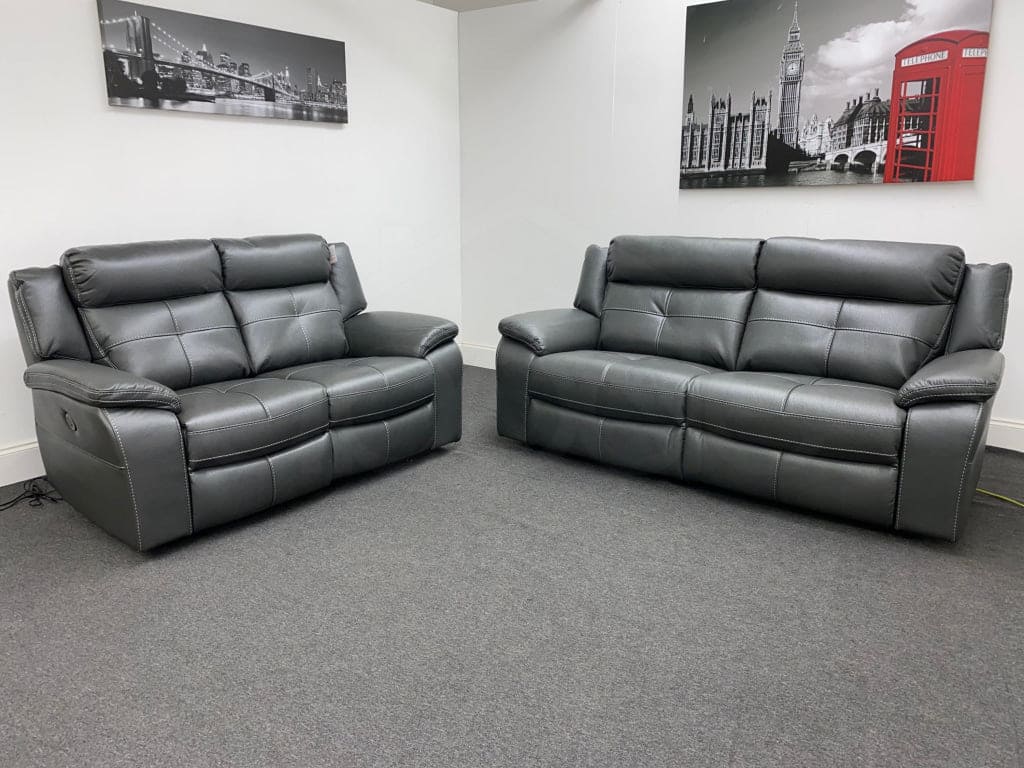 Limited Time Offer! Parker Electric Recliner Grey Leather 3+2 Seater Sofa Set - Image 10