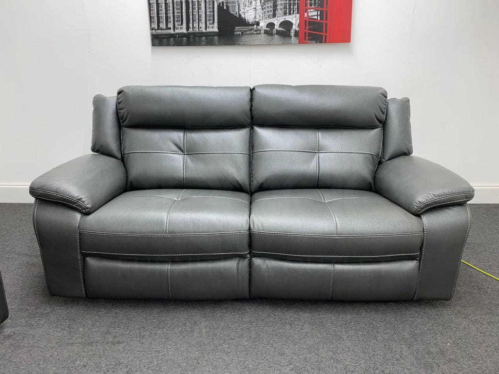 Limited Time Offer! Parker Electric Recliner Grey Leather 3+2 Seater Sofa Set - Image 12