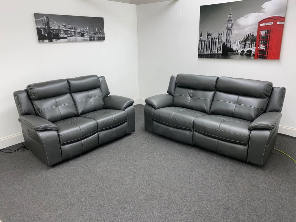 Limited Time Offer! Parker Electric Recliner Grey Leather 3+2 Seater Sofa Set - Image 4