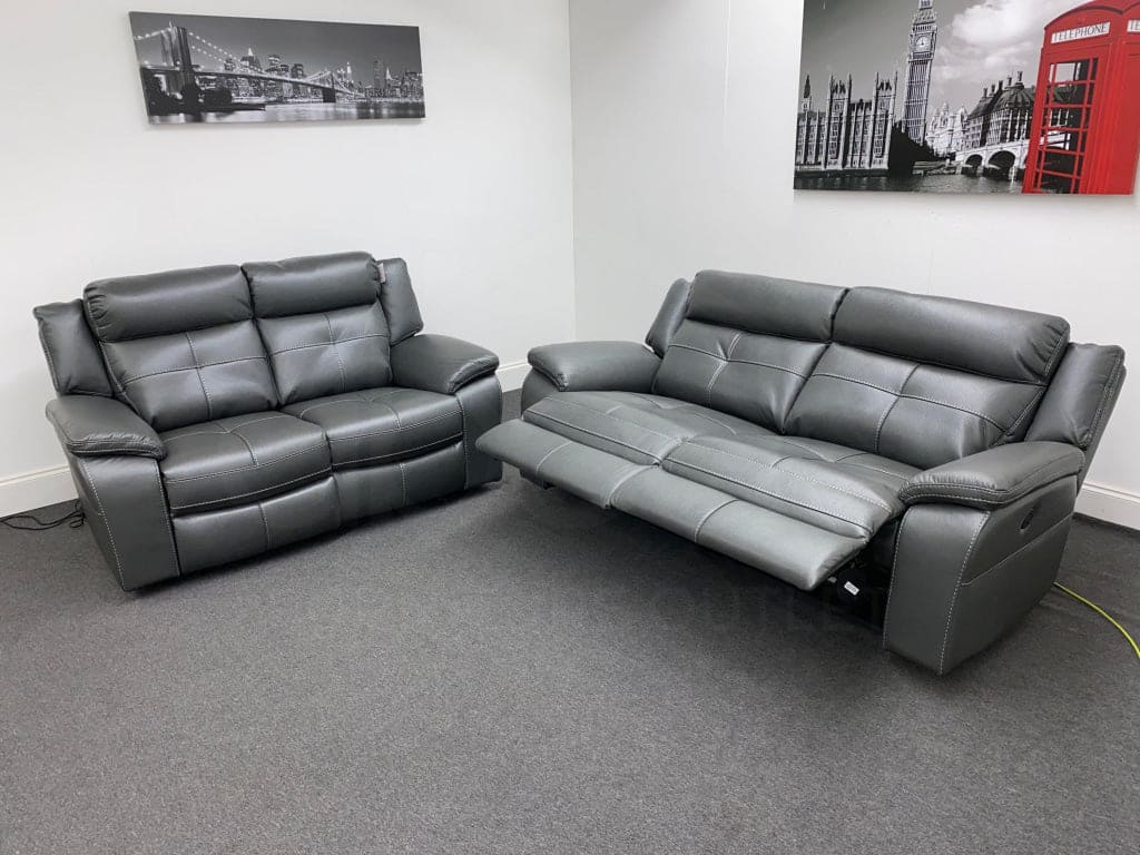 Limited Time Offer! Parker Electric Recliner Grey Leather 3+2 Seater Sofa Set - Image 5