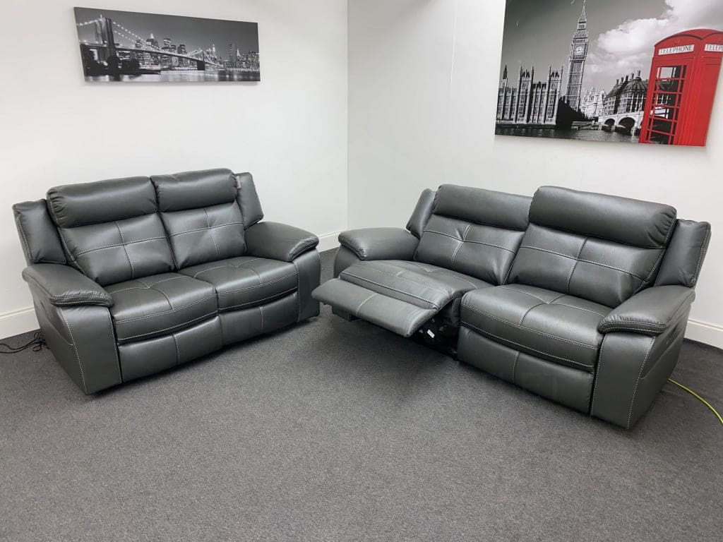 Limited Time Offer! Parker Electric Recliner Grey Leather 3+2 Seater Sofa Set - Image 8