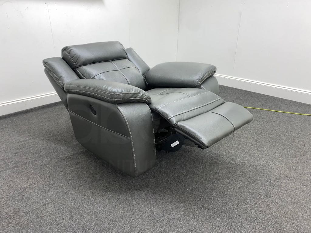 Parker Electric Recliner Grey Leather Chair - Image 10