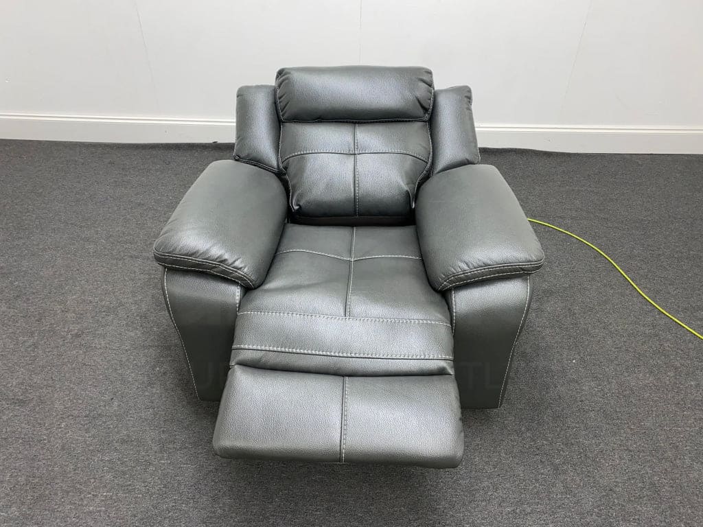 Parker Electric Recliner Grey Leather Chair - Image 12