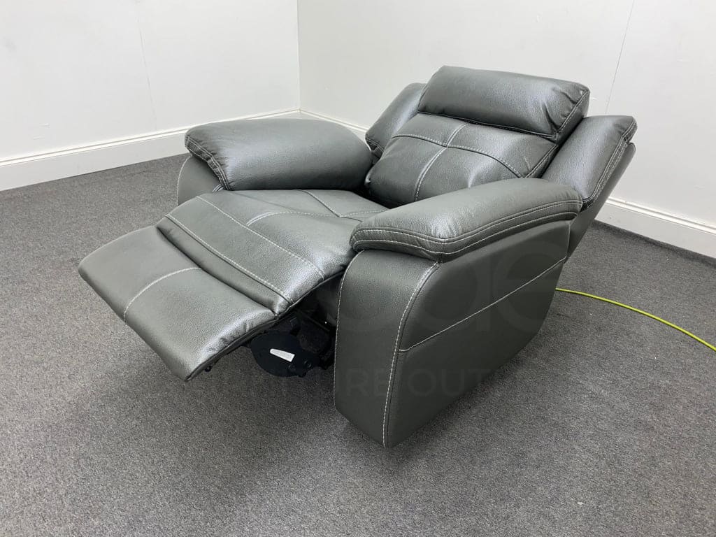 Parker Electric Recliner Grey Leather Chair - Image 14