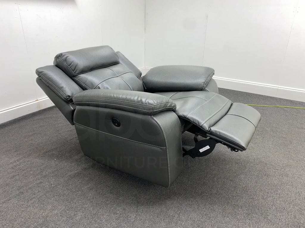 Parker Electric Recliner Grey Leather Chair - Image 3