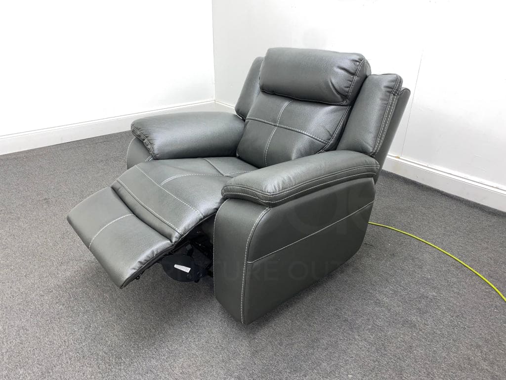 Parker Electric Recliner Grey Leather Chair - Image 5