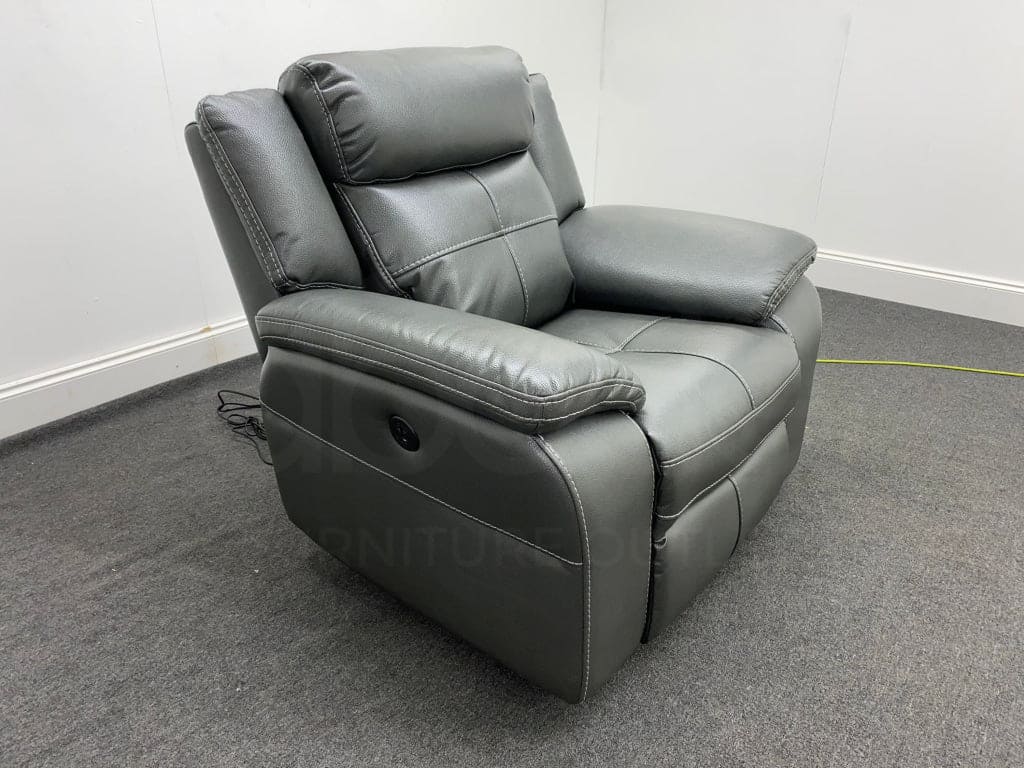 Parker Electric Recliner Grey Leather Chair - Image 9