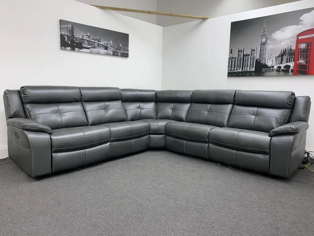 Parker 2c2 Electric Recliner Grey Leather Corner Sofa - Image 6