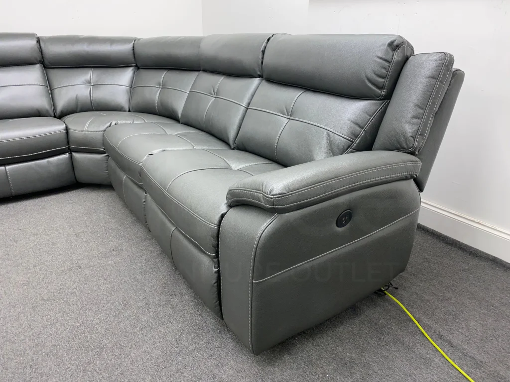 Parker 2c2 Electric Recliner Grey Leather Corner Sofa - Image 7