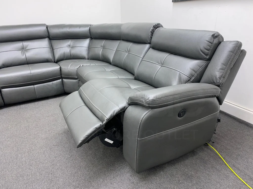 Parker 2c2 Electric Recliner Grey Leather Corner Sofa - Image 8