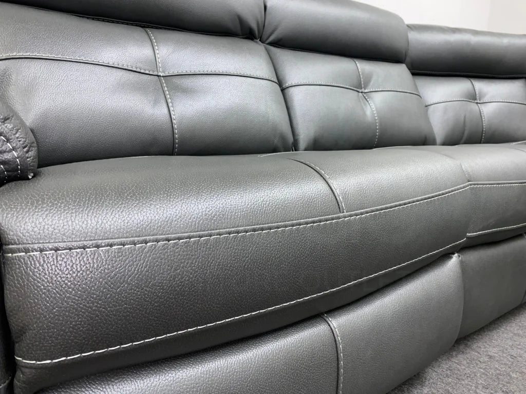 Parker 2c2 Electric Recliner Grey Leather Corner Sofa - Image 9