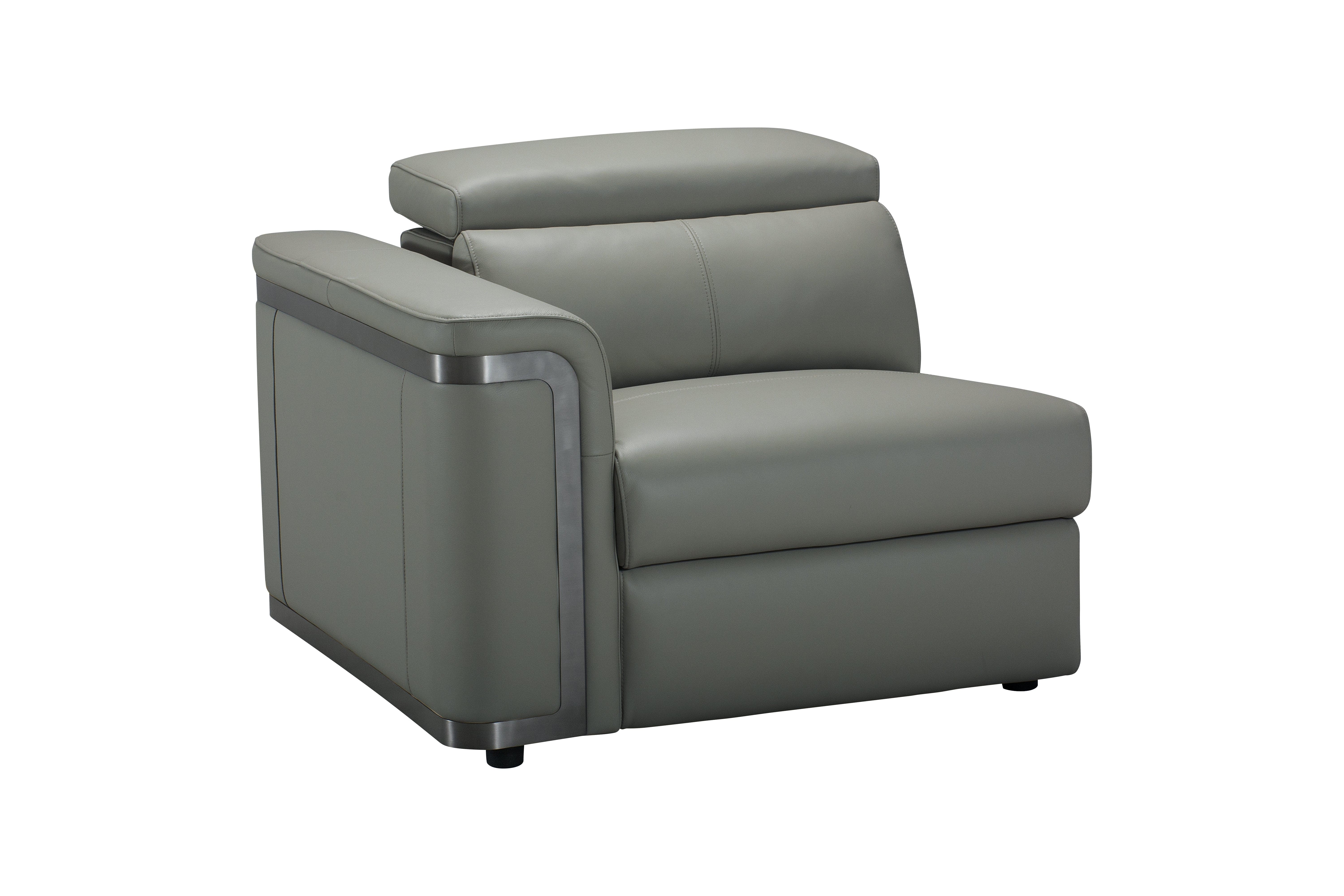 Plaza Electric Recliner Charcoal Milano Top Grain Leather Corner Sofa With Charging Console - Image 9
