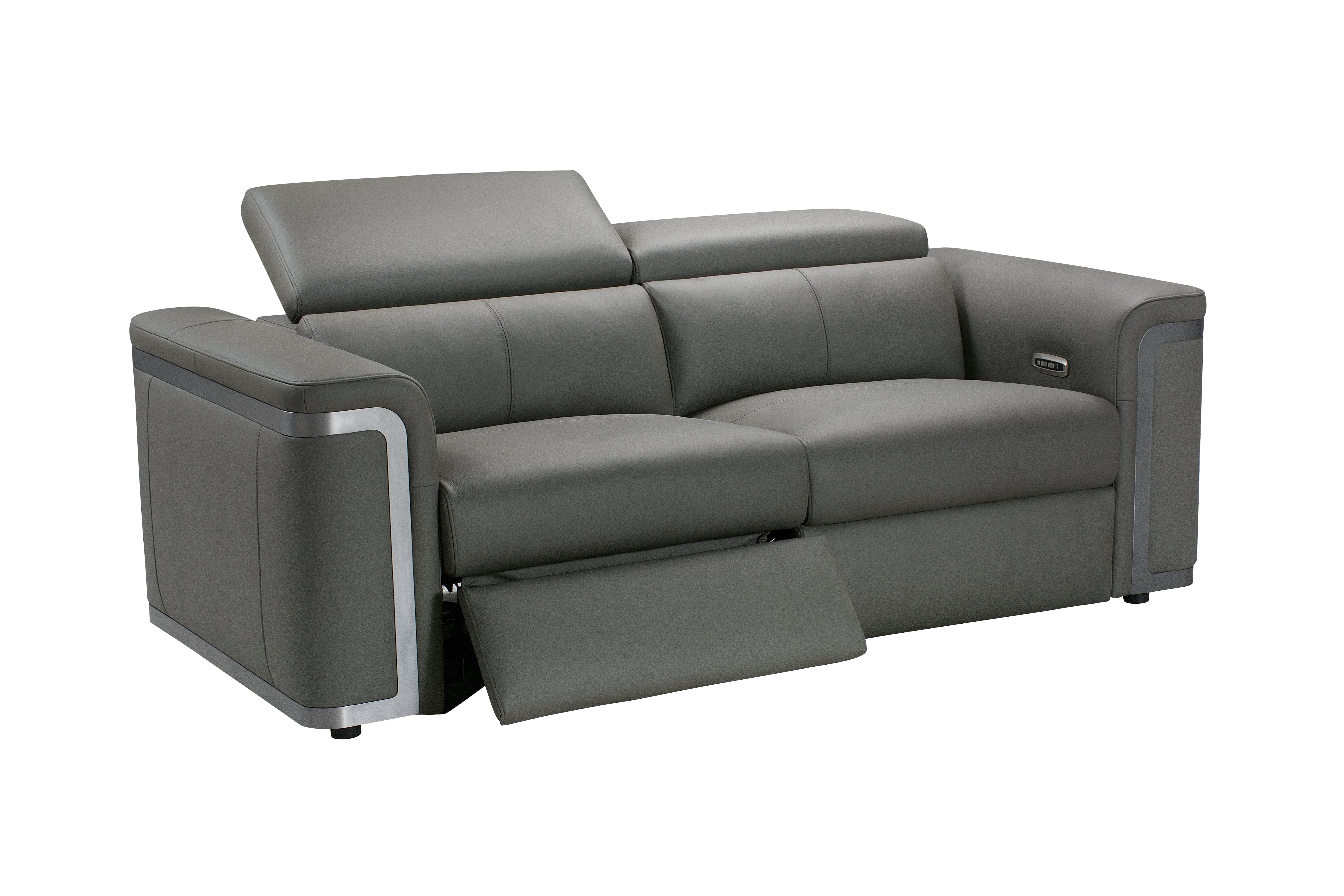 Plaza Top Grain Grey Leather Power Recliner 3 Seater Sofa with Adjustable Headrests - Image 7