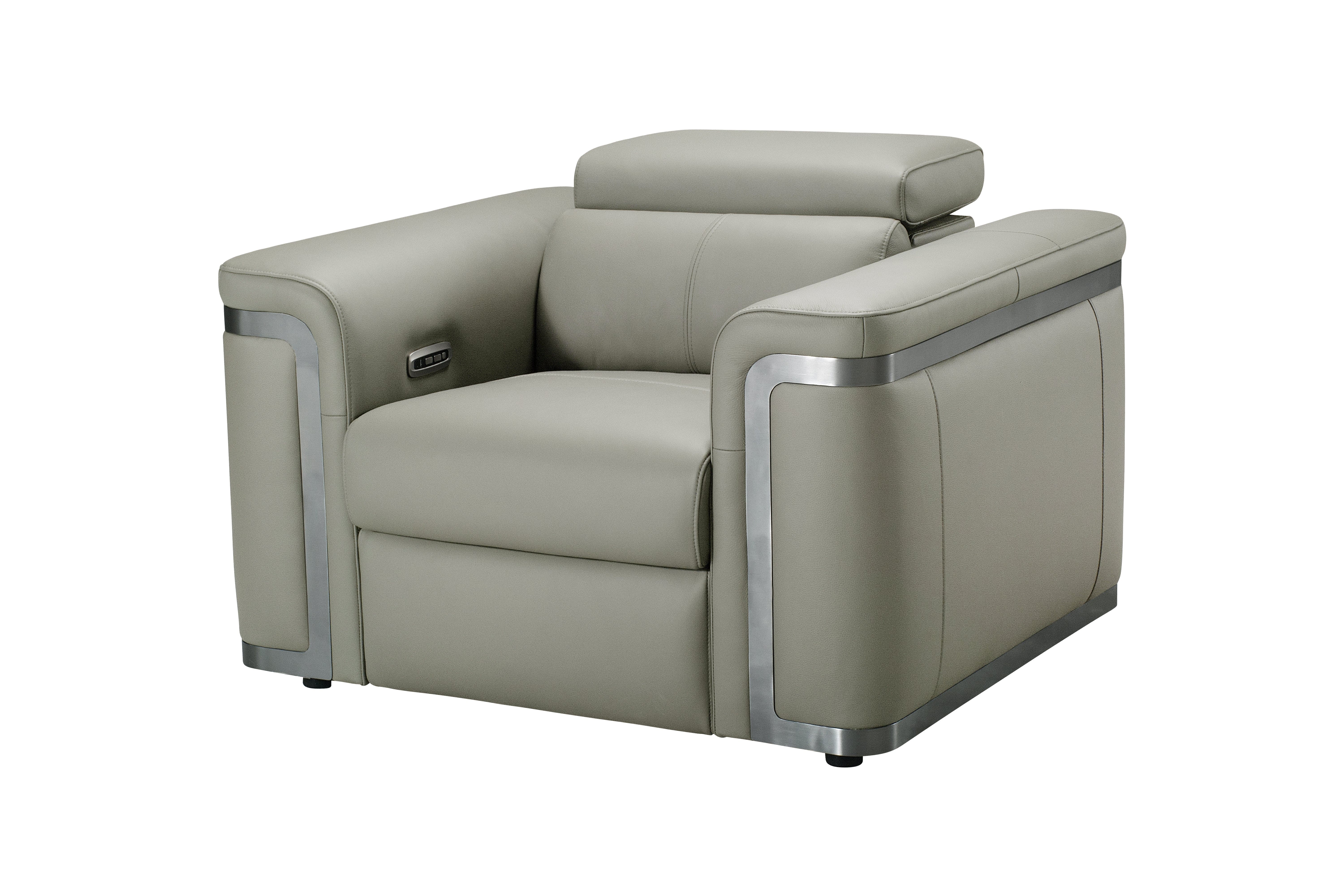 Plaza Top Grain Silver Leather Power Recliner Sofa Range with Adjustable Headrests - Image 6