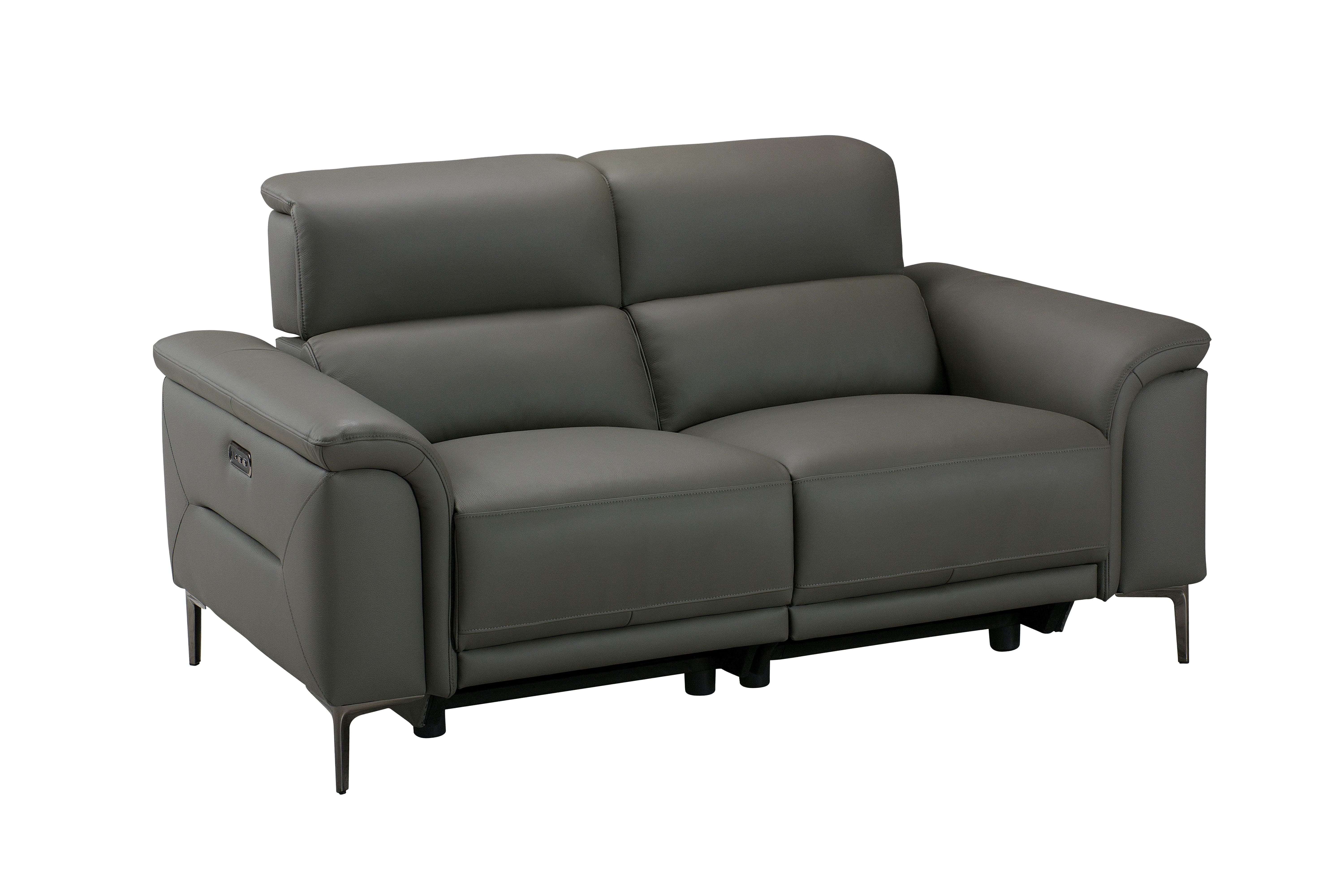 San Andreas Electric Recliner Grey Top Grain Leather Sofa Range With Power Headrests & USB Charging Ports - Image 19