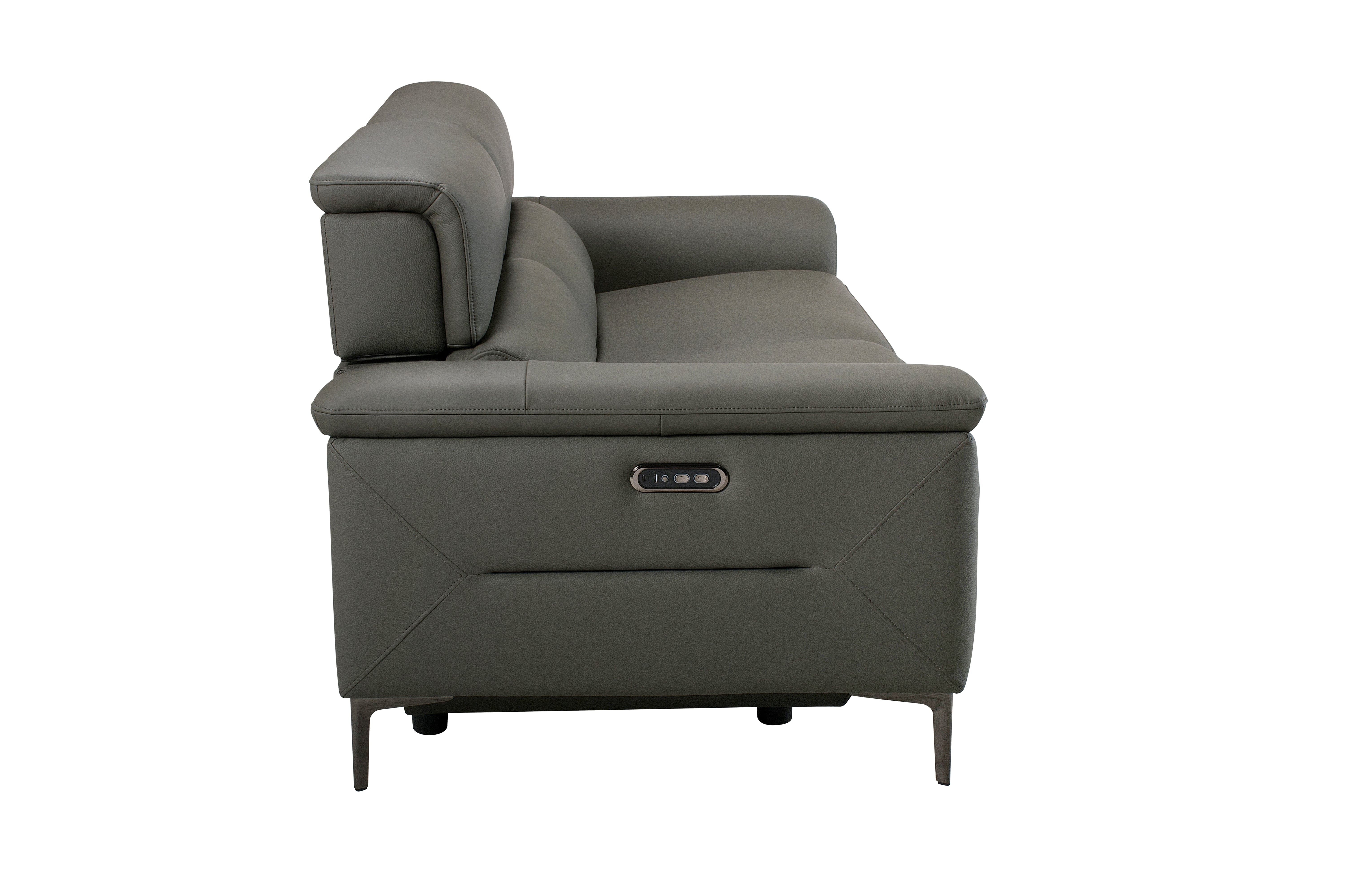 San Andreas Electric Recliner Grey Top Grain Leather Sofa Range With Power Headrests & USB Charging Ports - Image 23