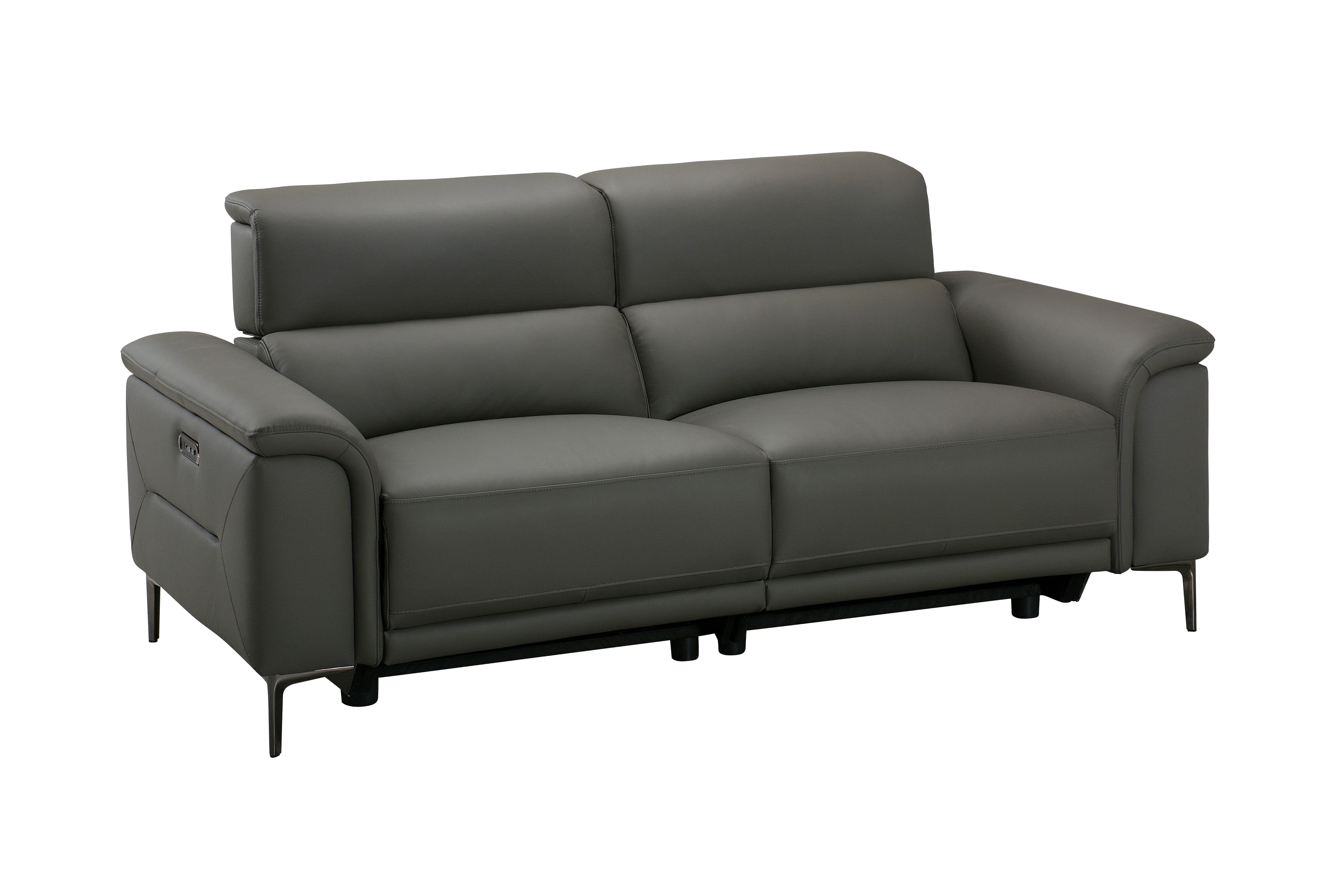 San Andreas Electric Recliner Grey Top Grain Leather Sofa Range With Power Headrests & USB Charging Ports - Image 24