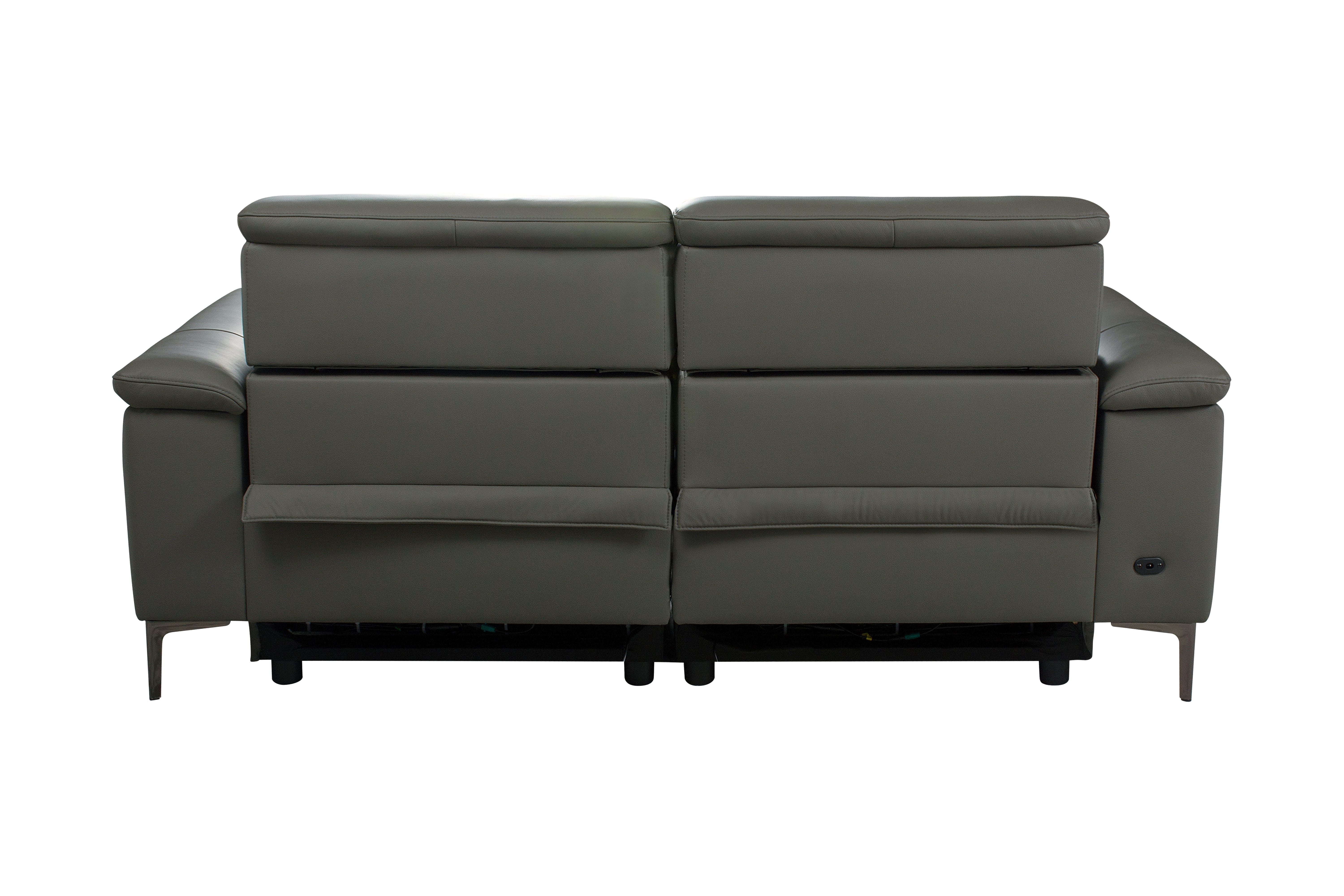San Andreas Electric Recliner Grey Top Grain Leather Sofa Range With Power Headrests & USB Charging Ports - Image 25