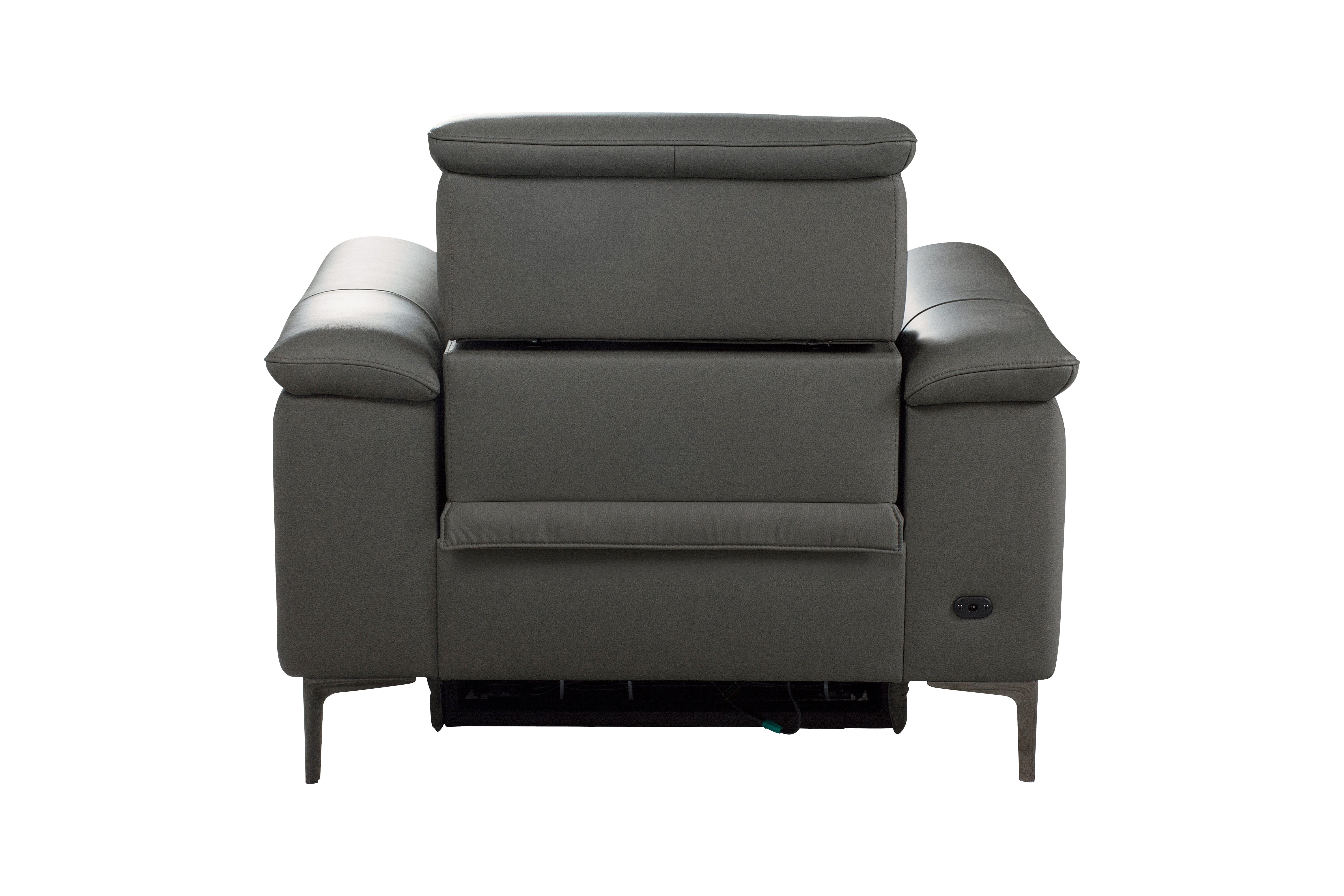 San Andreas Electric Recliner Grey Top Grain Leather Sofa Range With Power Headrests & USB Charging Ports - Image 17