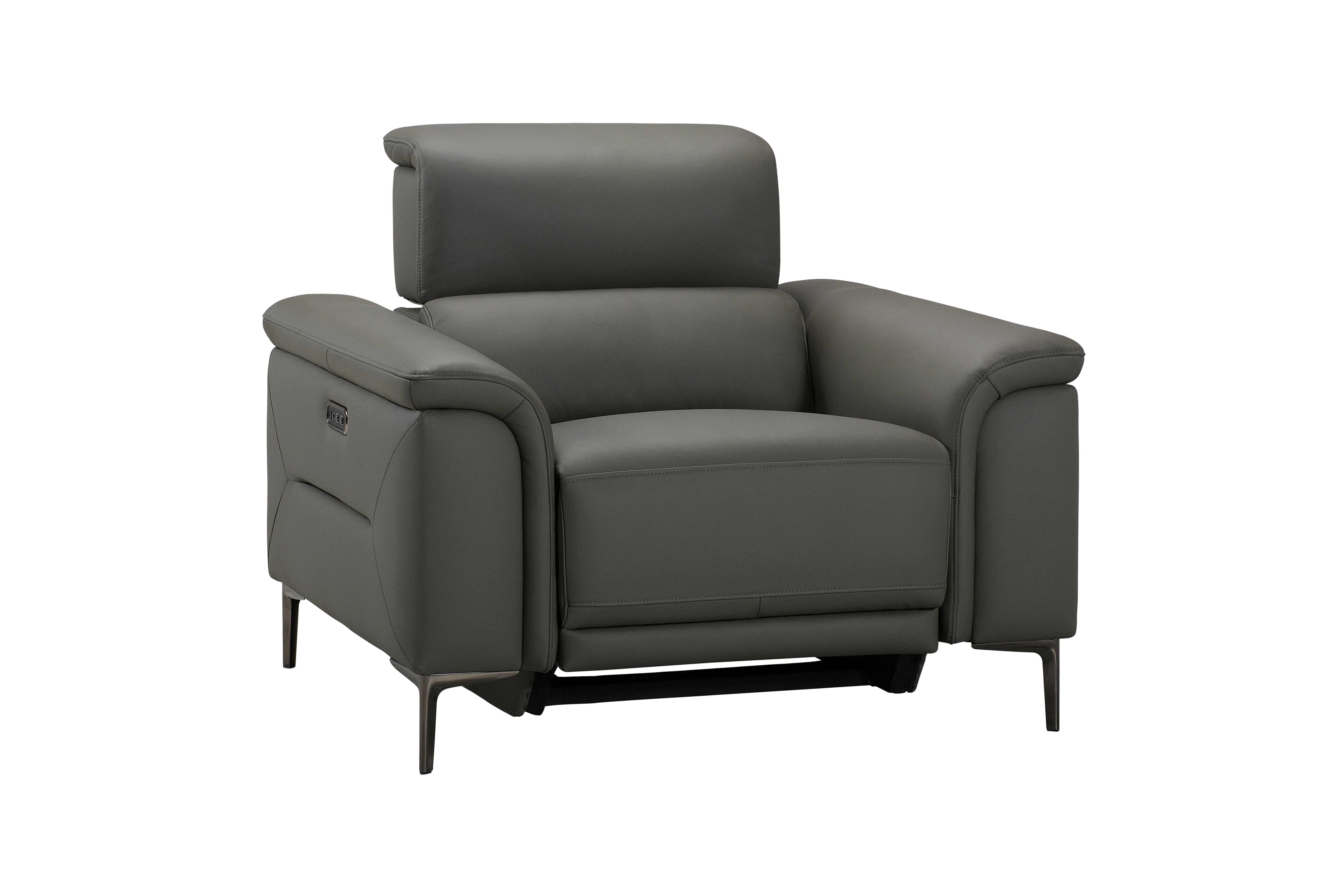 San Andreas Electric Recliner Grey Top Grain Leather Sofa Range With Power Headrests & USB Charging Ports - Image 14