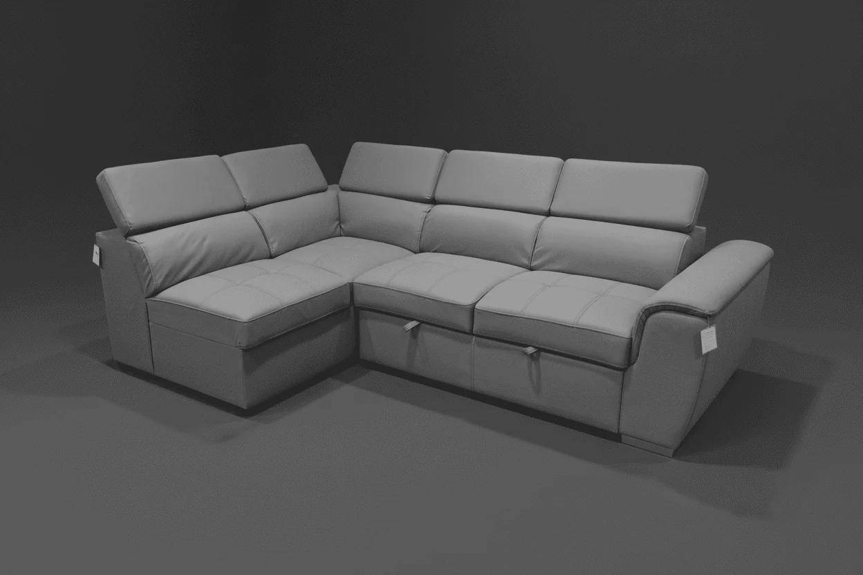 SOFA BED Sophia Grey Fabric LHF Corner Sofa Bed With Storage Footstool & Adjustable Headrests - Image 6