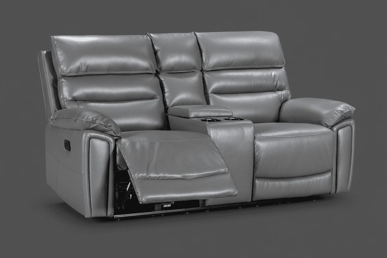 BUNDLE OFFER! Calisese Grey Leather Electric Reclining 3 Seater + 2 Seater Sofa Set With Drinks Coolers, USB Charging Ports & Drop Down Tray Table With Reading Lights - Image 3