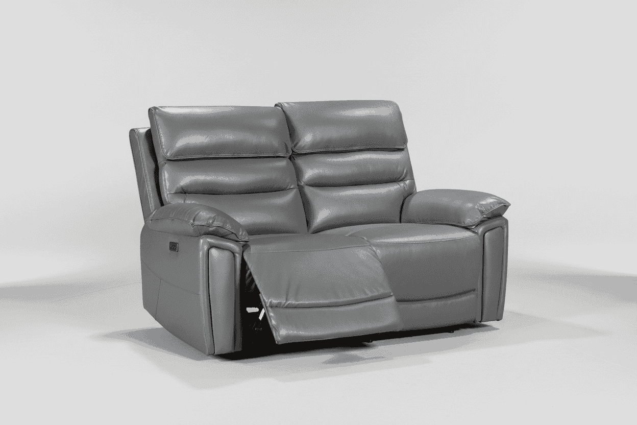 'SPECIAL OFFER' Calisese Grey Leather Electric Reclining 3 Seater + 2 Seater + Armchair Sofa Set With USB Charging Ports & Drop Down Tray Table With Reading Lights - Image 3