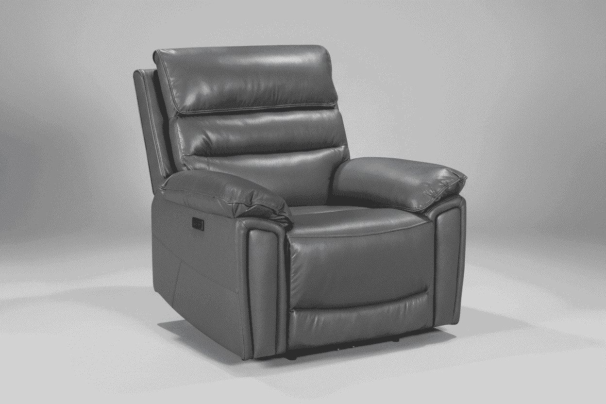 BUNDLE OFFER FOR WHOLE SET! Calisese Grey Leather Electric Reclining 3 Seater + 2 Seater With Drinks Cooler Console + Armchair Sofa Set With USB Charging Ports & Drop Down Tray Table With Reading Lights - Image 6