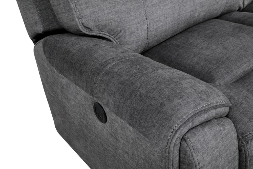( STAFF VOTED MOST COMFY ) - Portebello Electric Recliner Grey Fabric 3 Seater + 2 Seater Sofa Suite Set | Couch | - Image 6