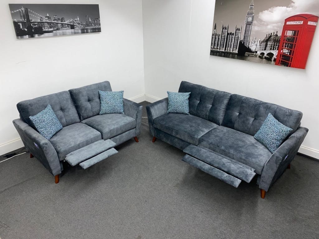 SPECIAL OFFER! Tivoli Electric Recliner Grey Plush Velvet Fabric 3 Seater + 2 Seater Bundle Sofa Set | Couch | - Image 3