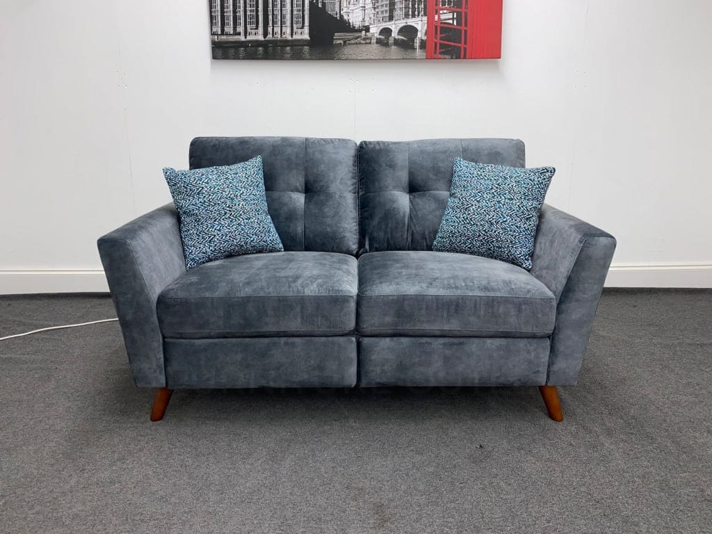Tivoli Electric Recliner Grey Plush Velvet Fabric 2 Seater Sofa - Image 3