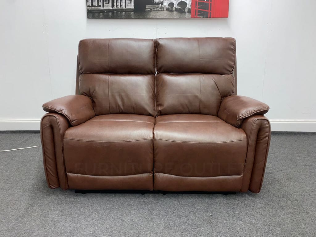 Supreme Electric Power Reclining Brown Leather 2 Seater Sofa + USB Ports - Image 6