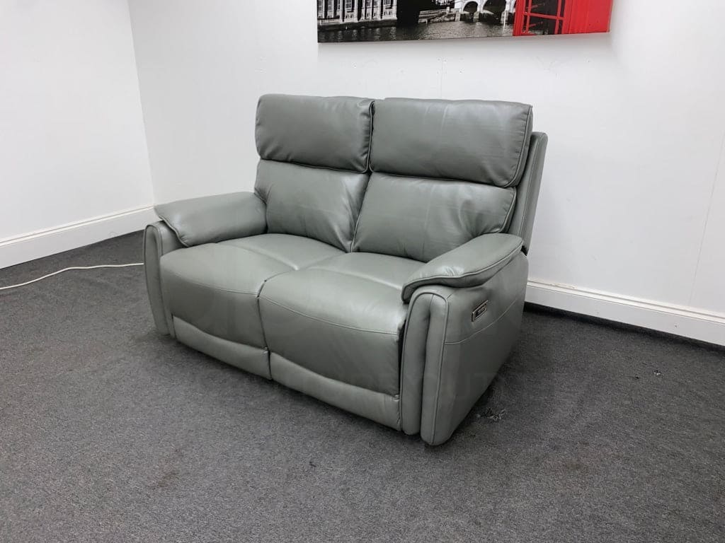 LIMITED TIME OFFER - Supreme Electric Power Recliner Grey Leather 2 Seater Sofa + USB Ports - Image 7