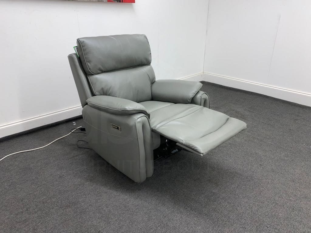 Supreme Electric Power Recliner Grey Leather 1 Seater Sofa / Armchair - Image 10