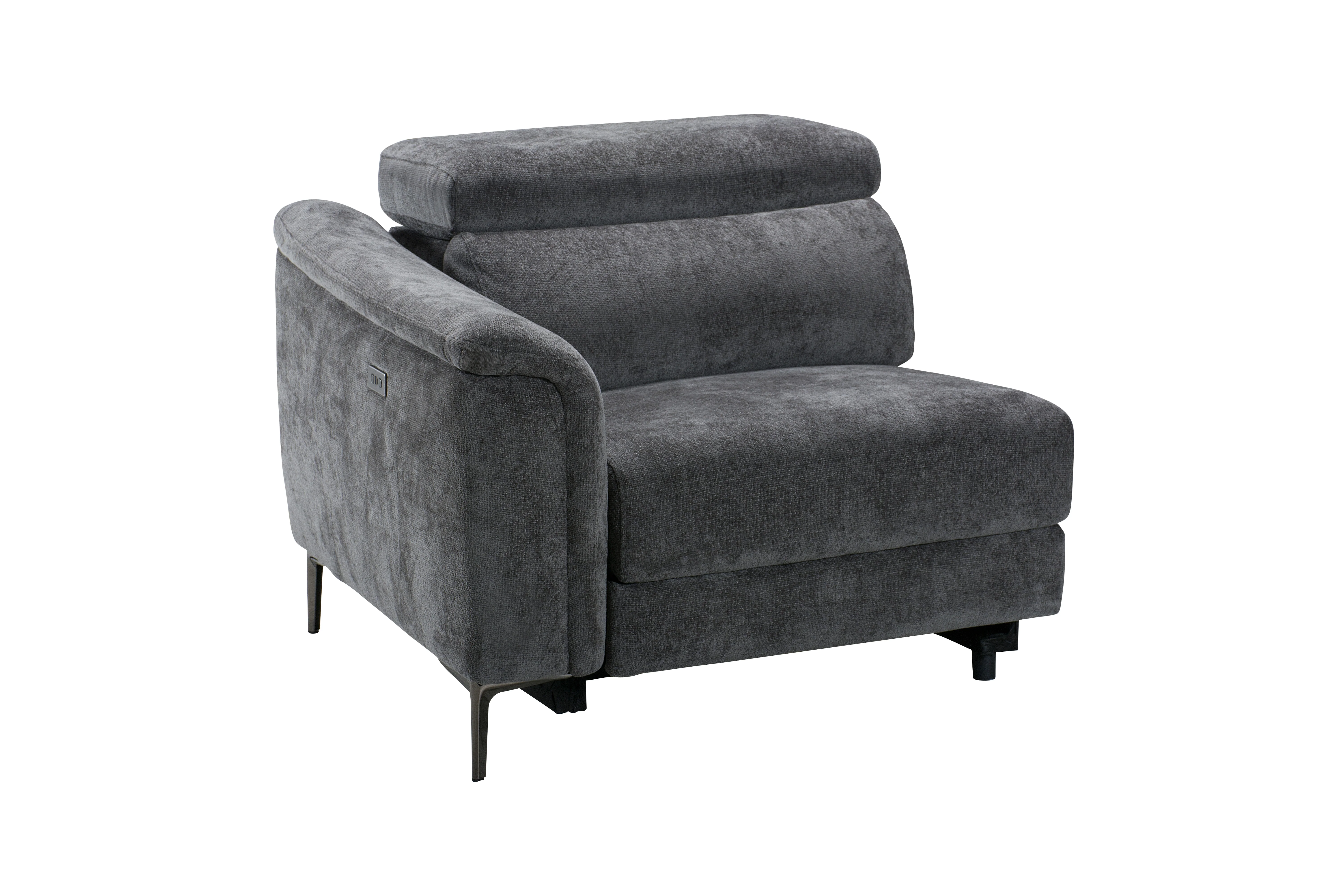 Beckham Reversible Electric Recliner Grey Fabric Corner Sofa With Adjustable Headrests - Image 8