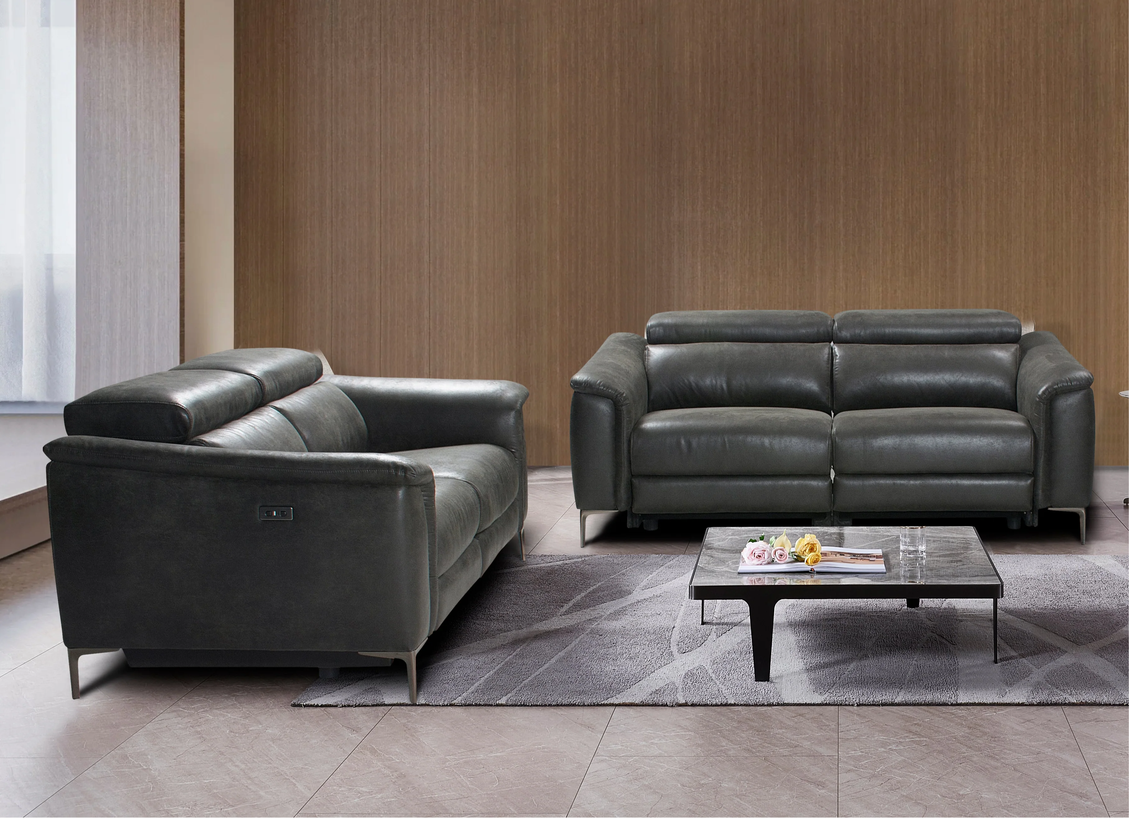 Beckham Resilience Suede Electric Recliner Sofa Range With USB Charging Ports & Adjustable Headrests - Image 25