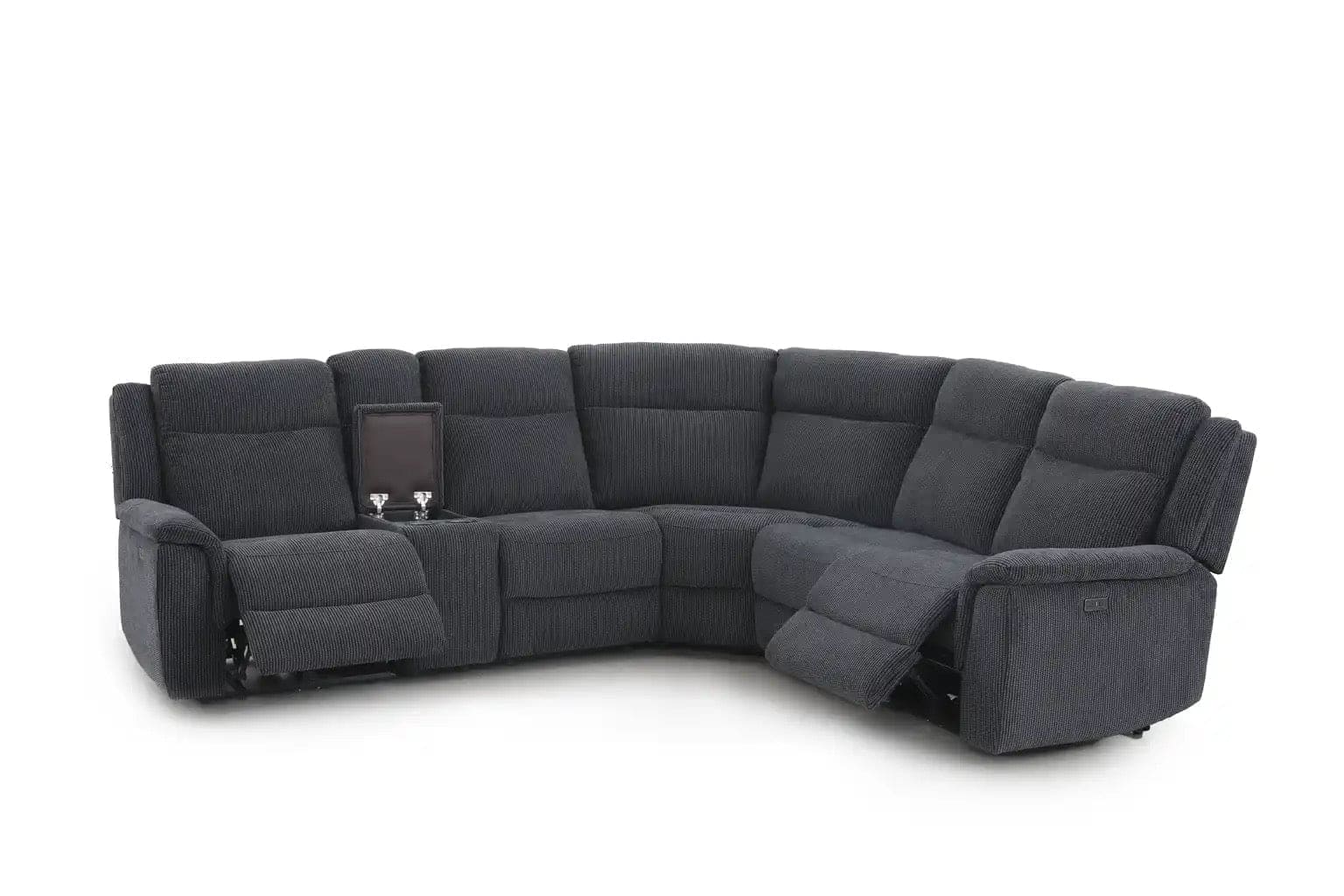 "Tamala" Charcoal Grey Fabric 2c2c Electric Recliner Corner Sofa With Drinks Console - Fully Sectional & Complete With USB/C Charging Ports - Image 8