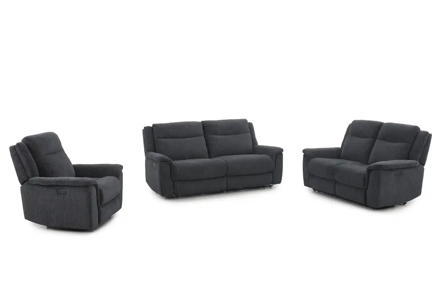 "Tamala" Charcoal Grey Fabric Electric Recliner Sofa Range Complete With USB/C Charging Ports - Image 12