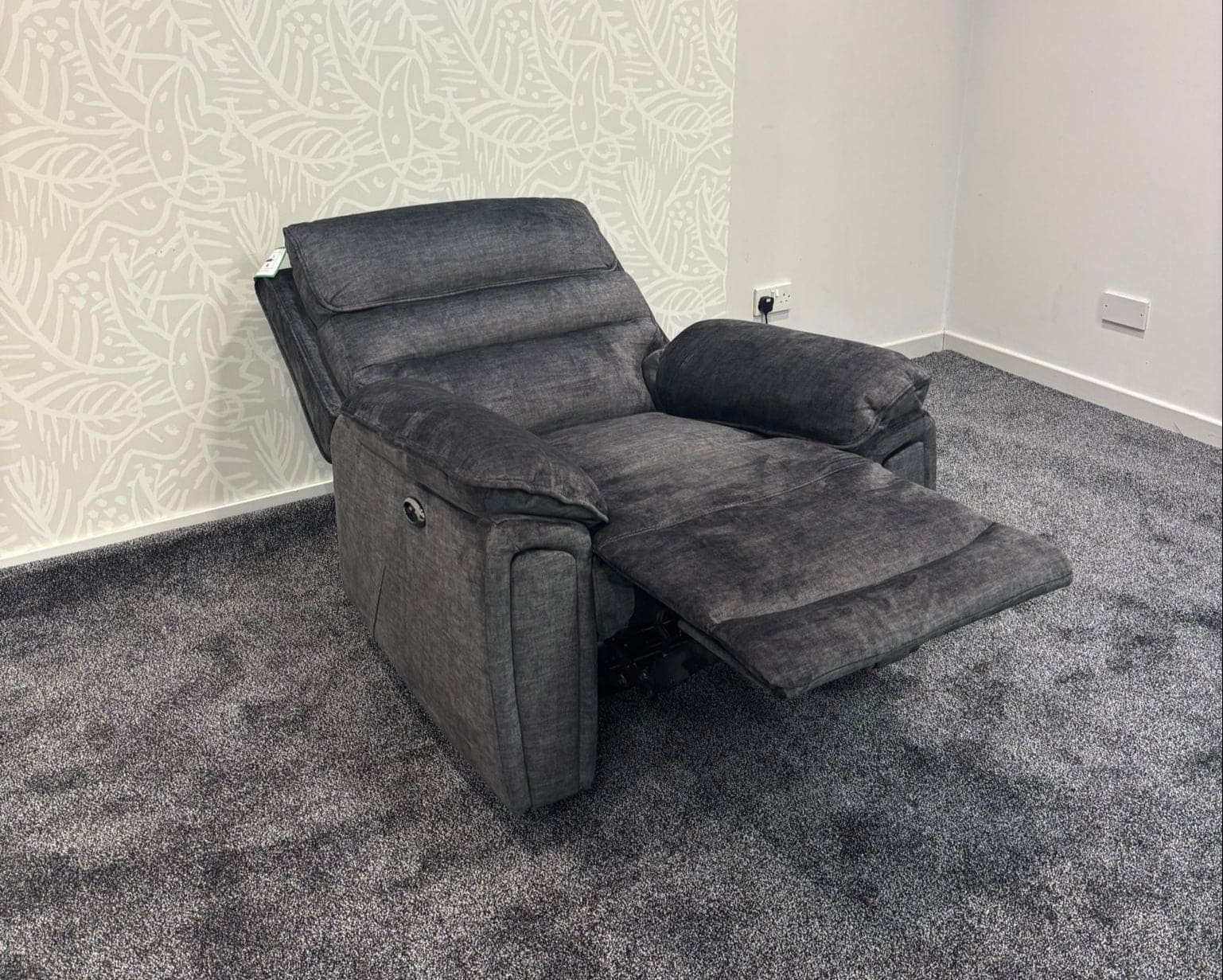 The “ Donald " Electric / Power Reclining Charcoal Grey Fabric Sofa Set - USB Charging & Drinks Tray Table Plus High Seating & Backrest Position | Couch | - Image 26