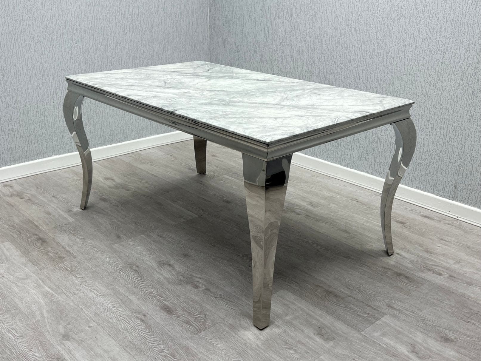 This Whole Dining Set - SFIA Grey Marble Top 180cm Dining Table + 4 or 6 Fabric Quilted Grey Chairs - Image 3