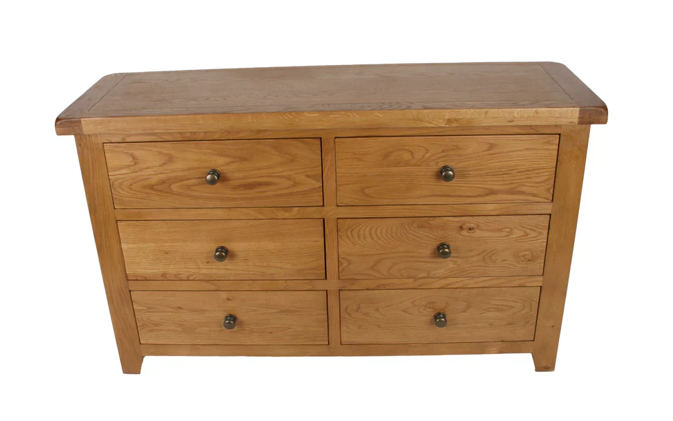 Torino 6 Drawer Real Hardwood Oak Chest Of Draws - Image 2