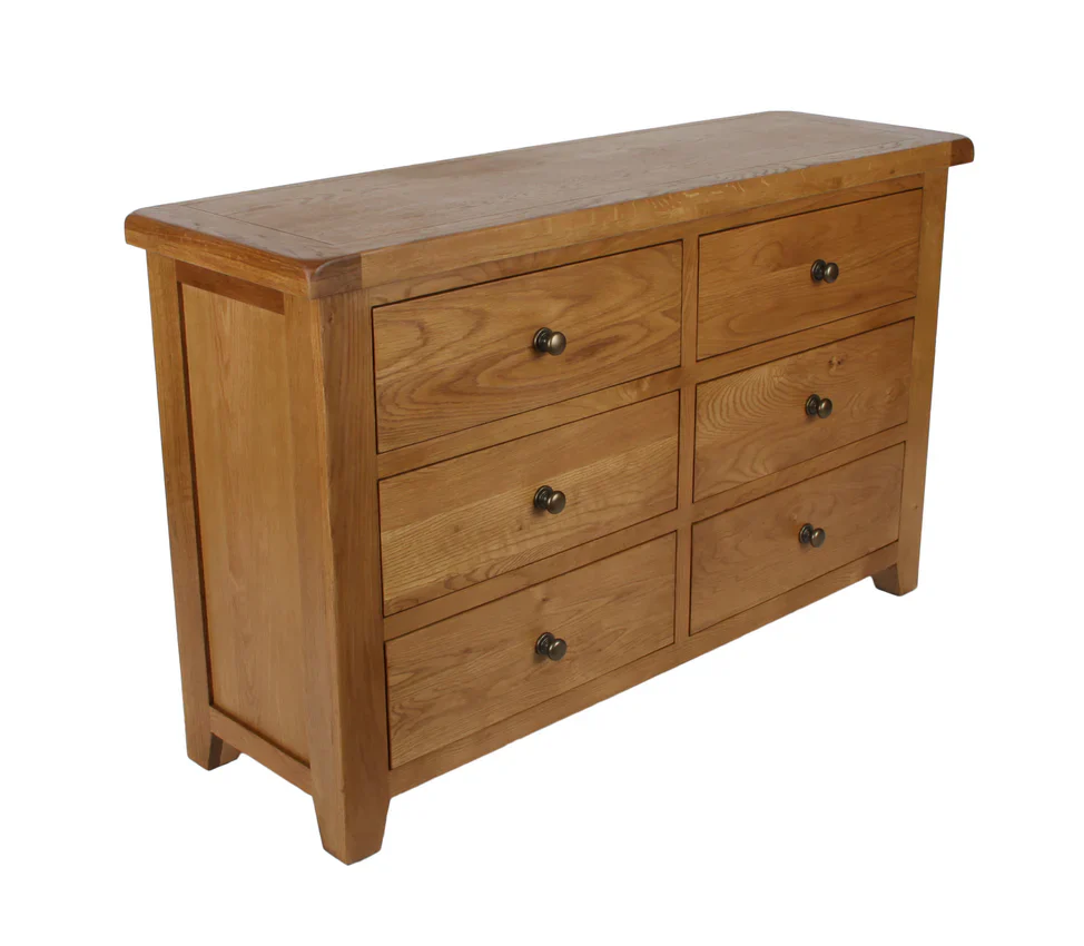Torino 6 Drawer Real Hardwood Oak Chest Of Draws - Image 4