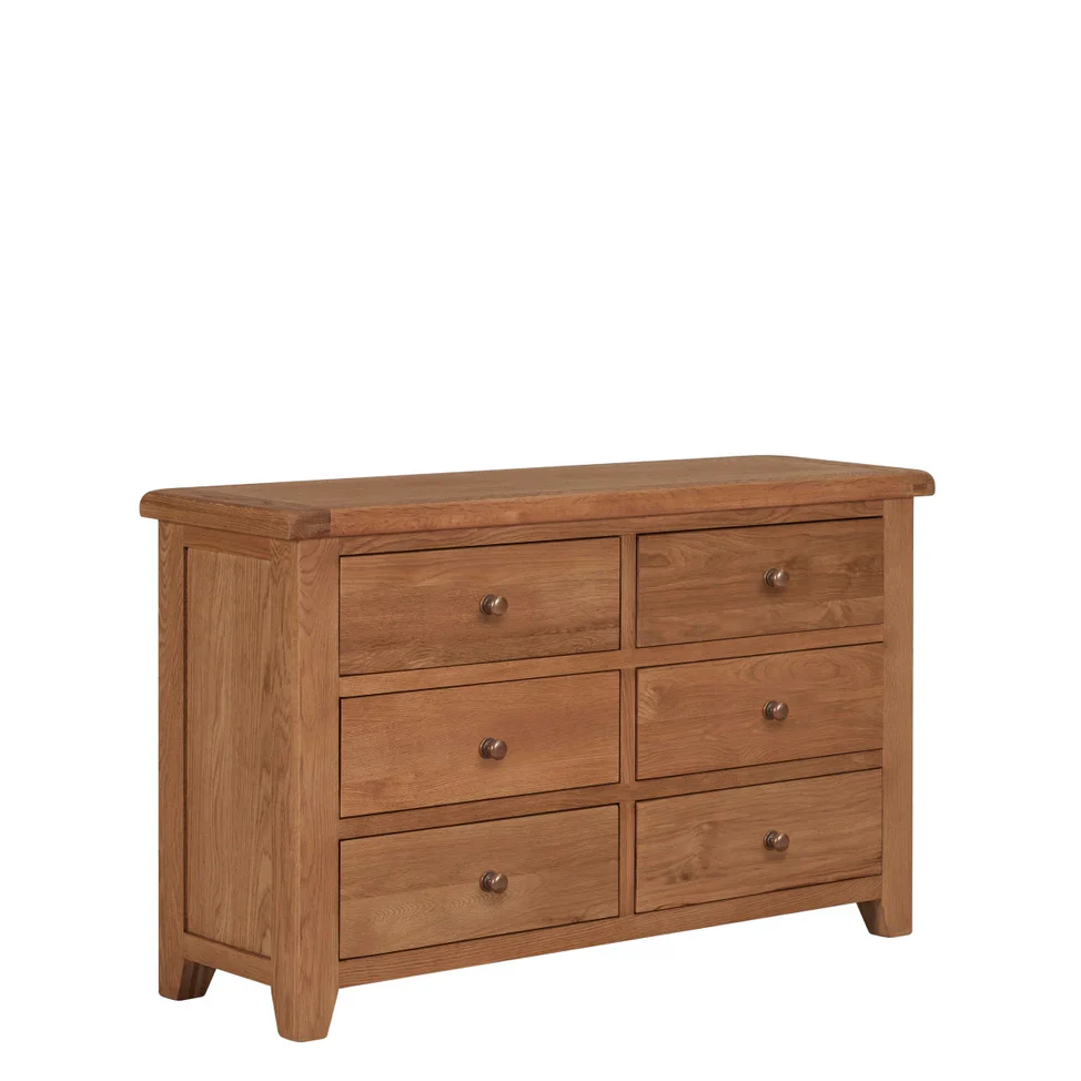 Torino 6 Drawer Real Hardwood Oak Chest Of Draws - Image 7