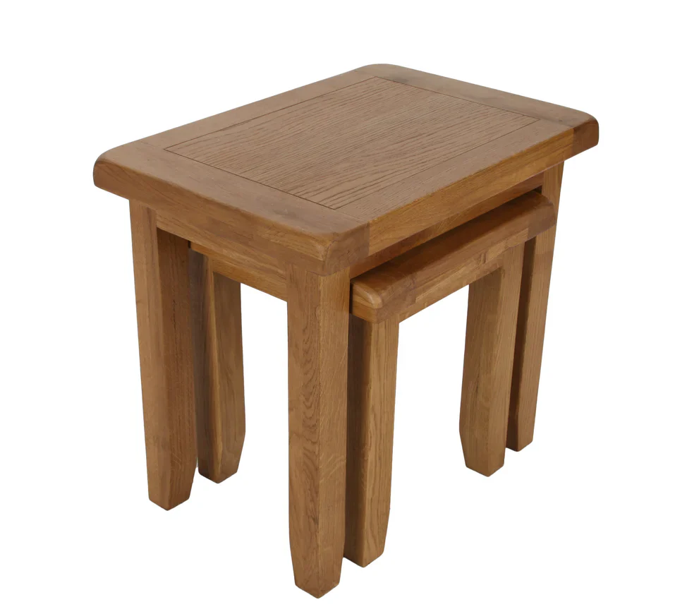 Torino Nest of 2 Real Hardwood Oak Tables - Image 3