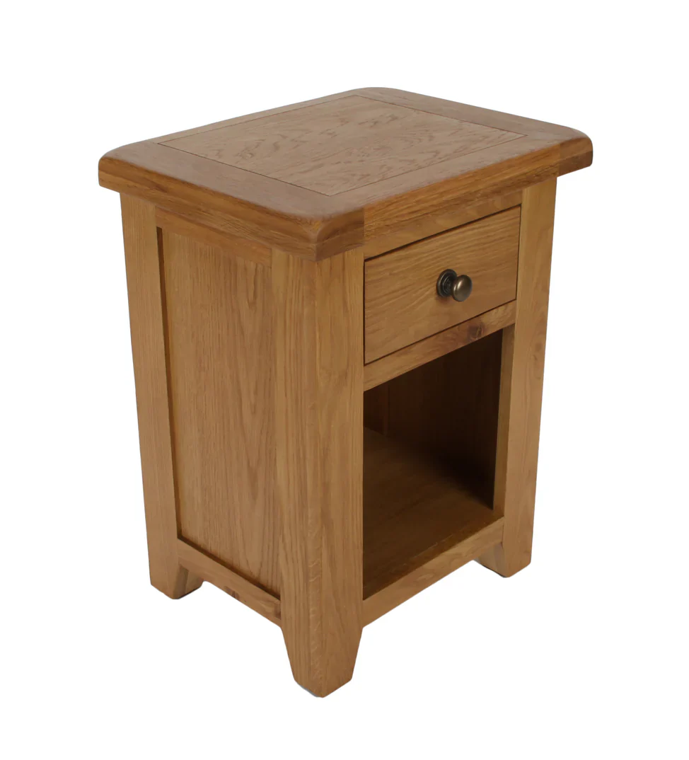 Torino Real Hardwood Oak Bedside 1 Drawer - Image 2