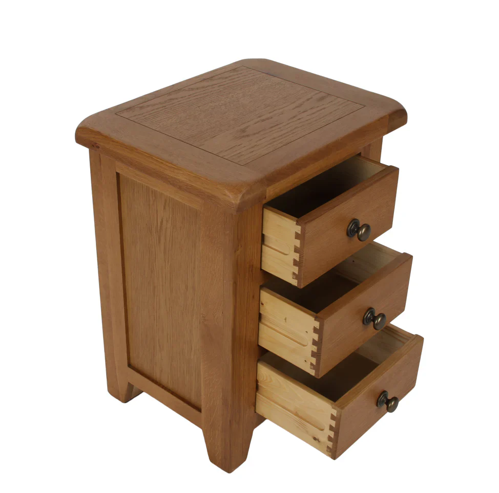 Torino Real Hardwood Oak Bedside 3 Drawer - Image 3