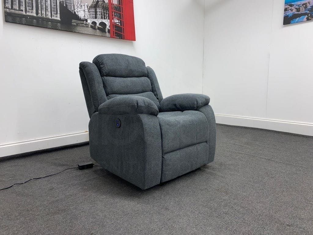 ' Trek ' Charcoal Grey Fabric Reclining 2 Seater + 2 Armchairs Sofa Suite Set - Image 3