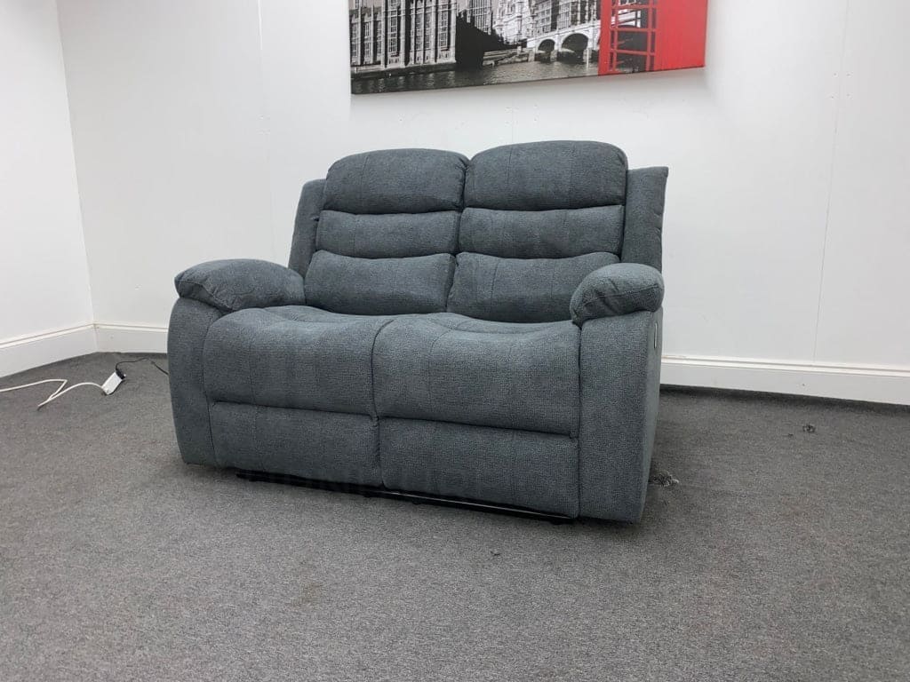 ' Trek ' Charcoal Grey Fabric Reclining 2 Seater + 2 Armchairs Sofa Suite Set - Image 4