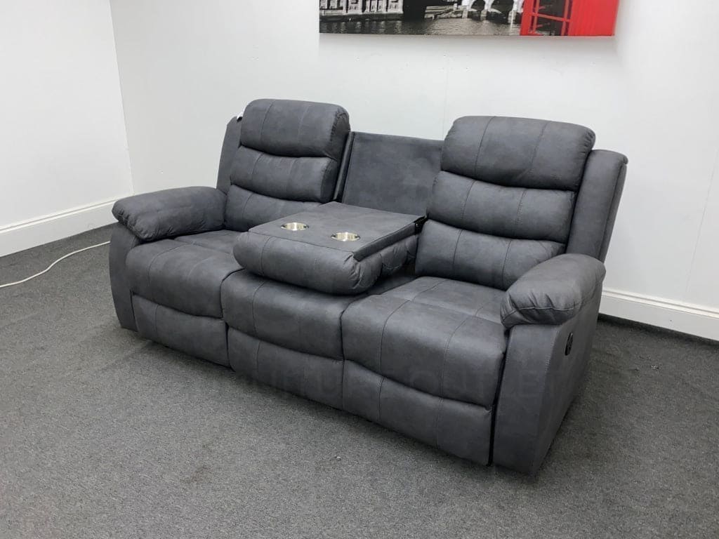 Willow Dark Grey Easy Clean Fabric With Electric 2 Stage Reclining Feature Sofa Range With USB Charging Ports | Couch | - Image 10